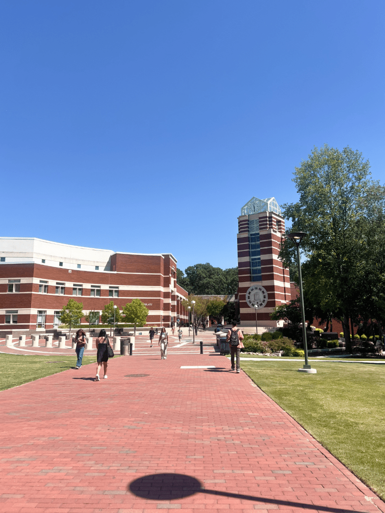 My view of giving a tour to incoming students at East Carolina University. 